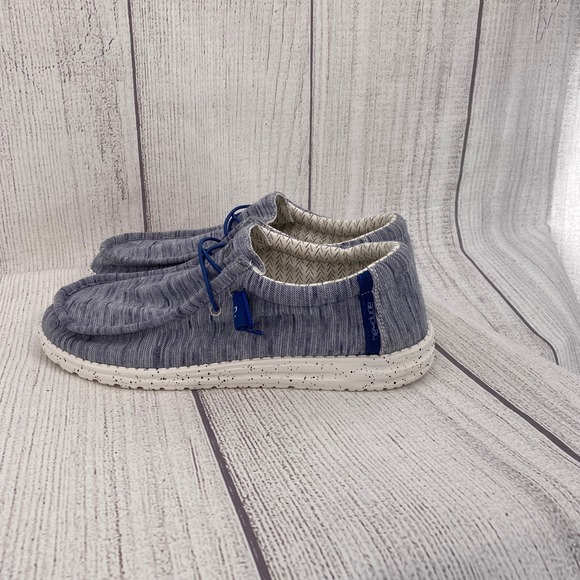 Hey Dude Wally Stretch Fleece Mens 13 Navy White Moc Toe Loafers Shoes Loafers main image 11